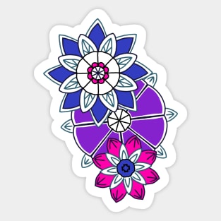 Bisexual Pride Zentangle Flowers Sticker